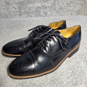 Sandro Moscoloni Oxford Brogue Black Leather Dress Shoes Mens 10.5 D Excellent